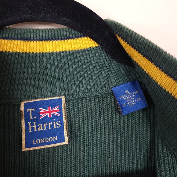 T Harris London Quarter Zip Golf Sweater Vest in Green Size XL - Picture 6 of 7